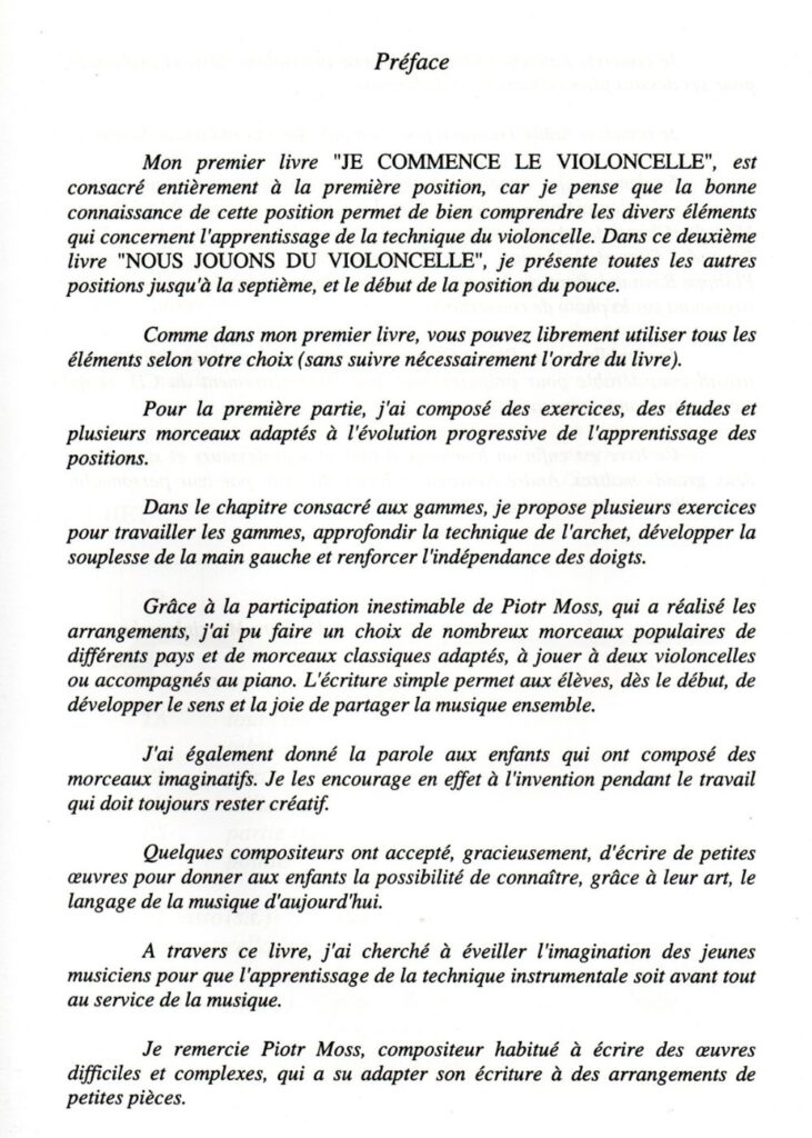 Nous jouons du violoncelle_preface