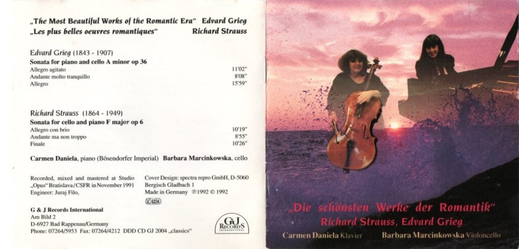 DIE SCHÖNSTEN WERKE DER ROMANTIK Barbara Marcinkowska (wiolonczela) Carmen Daniela (fortepian) 1992