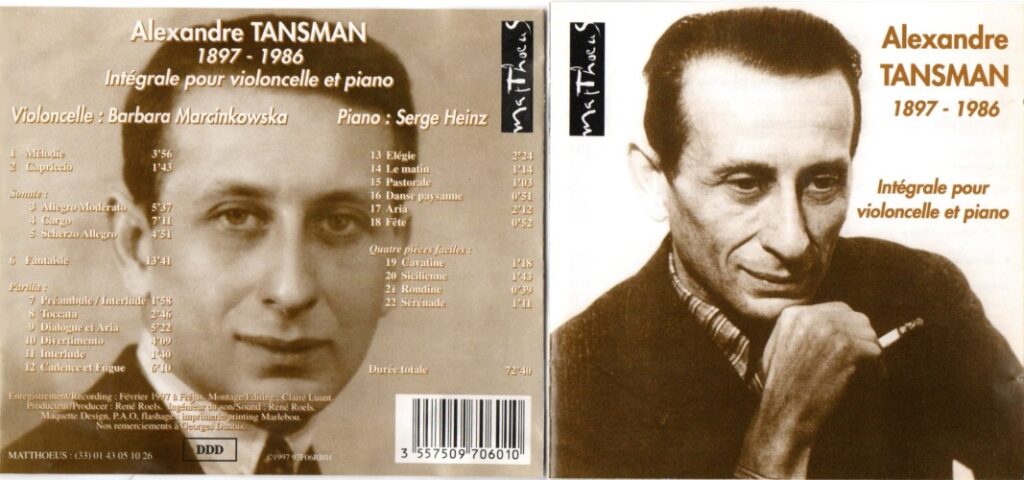 ALEXANDRE TANSMAN Barbara Marcinkowska (Violoncello)