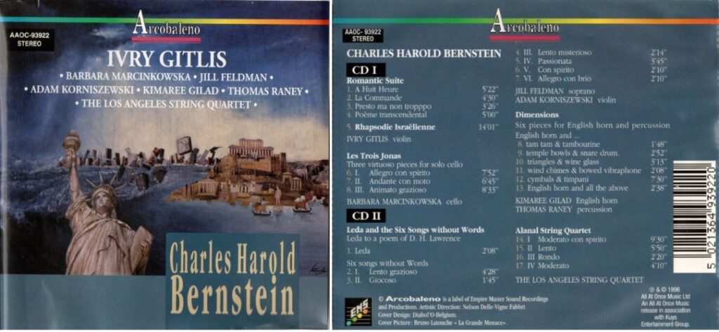 CHARLES HAROLD BERNSTEIN KOMPOZYCJE Iwri Gitlis (skrzypce) Carls Barbara Marcinkowska (wiolonczela)