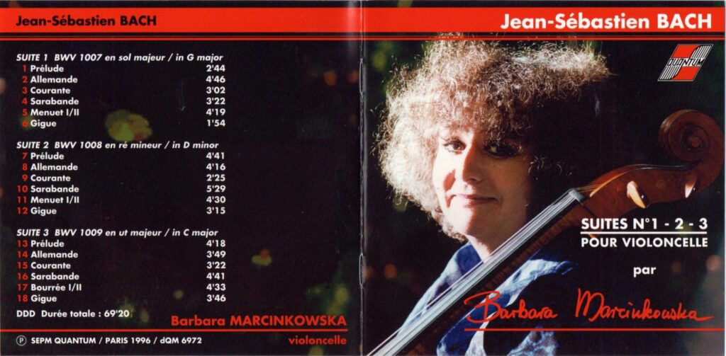 J.S.Bach:Cello Suites (Vol. 1) Barbara Marcinkowska (wiolonczela) 1997