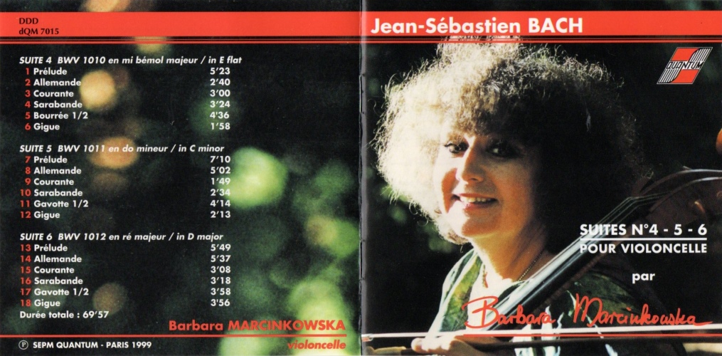 J.S.Bach:Cello Suites (Vol. 2) Barbara Marcinkowska (wiolonczela) 1999