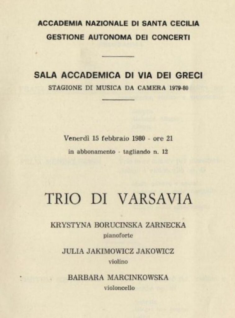 Program Trio Warszawskie Barbara Marcinkowska Program Trio Warszawskie Barbara Marcinkowska